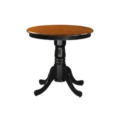 Black Round Pedestal Dining Table, Mid-Century Modern, Seats 2
