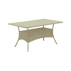 Linen Wicker Patio Set with Dining Table and 4 Outdoor Chairs