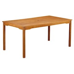 Wooden Patio Set Oil Finish Dining Table with 6 Outdoor Chairs