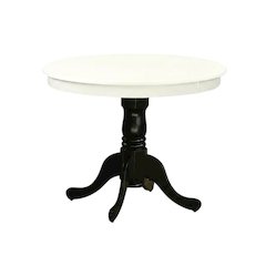 Linen White Round Pedestal Dining Table, Traditional, Seats 4