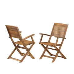 Oil-Finish Wooden Patio Chairs with Sturdy Frame and Weatherproof Finish