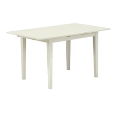 Linen White Rectangular Dining Table, Butterfly Leaf, Seats 4