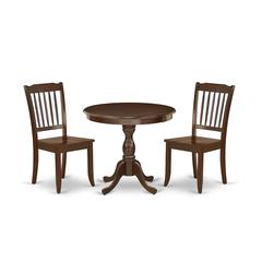AMDA3-MAH-W 3 Piece Dinette Set - 1 Modern Kitchen Table and 2 Mahogany Dining Room Chairs - Mahogany Finish