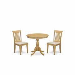 AMPO3-OAK-C 3 Piece Dining Table Set - 1 Modern Dining Table and 2 Oak Dining Room Chair - Oak Finish