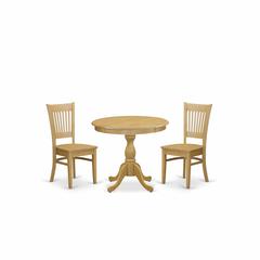 AMVA3-OAK-W 3 Piece Dining Room Table Set - 1 Wood Dining Table and 2 Oak Mid Century Chair - Oak Finish