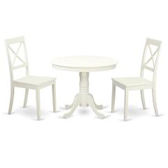 3  Pc  set-Table  and  2  Wood  Kitchen  Chairs  in  Linen  White  .