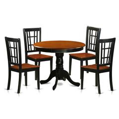 5  Pc  Dining  Table  with  4  Wood  Chairs  in  Black  and  Cherry