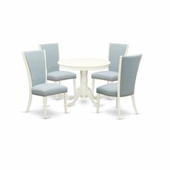 ANVE5-LWH-15 5 Pc Modern Dining Set - 4 Kitchen Chairs with High Back and 1 Dining Table - Linen White Finish