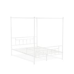 ATQCWHI Anniston Queen Bed with Luxurious Style Headboard and Footboard - Canopy Metal Frame in Powder Coating White