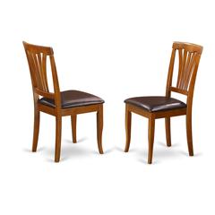 Avon kitchen dining Chair with Faux Leather Seat - Saddle Brow Finish, Set of 2