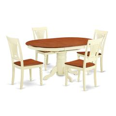 5  Pc  Dining  Table  with  Leaf  and  4  Wood  Kitchen  Chairs  in  Buttermilk  and  Cherry