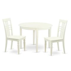 3  PC  small  Kitchen  Table  set  with  a  Boston  Dining  Table  and  2  Kitchen  Chairs  in  Linen  White