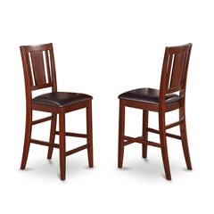 Buckland Counter Height Dining Chair with Leather Uphostered Seat in Mahogany Finish, Set of 2