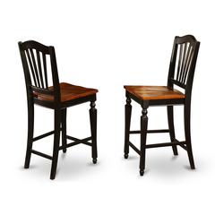 Chelsea Stools with wood seat, 24" seat height - Black Finish, Set of 2
