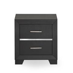 East West Furniture 1-Piece Denali Small Nightstand with 2 Drawers for any Bedroom - Brushed Gray Finish