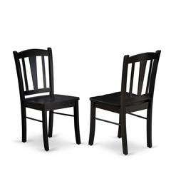 East West DLC-BLK-W Dublin Chair with Wood Seat in Black Finish - Set of 2