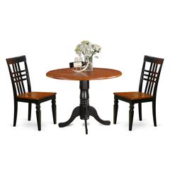 3  Pc  Dining  room  set  with  a  Dining  Table  and  2  Kitchen  Chairs  in  Black  and  Cherry