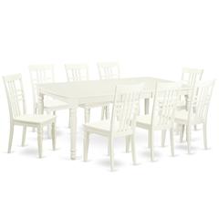 5  PC  Kitchen  Tables  and  chair  set  with  a  Dining  Table  and  8  Kitchen  Chairs  in  Linen  White