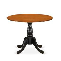 East West Furniture Kitchen Table with Drop Leaves - Cherry Table Top and Black Pedestal Leg Finish