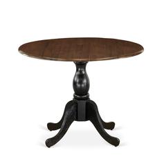 East West Furniture Wood Kitchen Table with Drop Leaves - Walnut Table Top and Black Pedestal Leg Finish