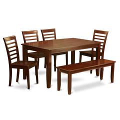 6  PC  Dining  room  set  with  bench-Table  and  4  Dining  Chairs  and  Bench