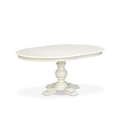 Wooden Dining Table with Butterfly Leaf Oval tabletop – Linen White
