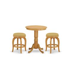 East West Furniture - EDBF3-OAK-16 - 3-Pc Dinette Room Set with 2 Parson Chairs and 1 Kitchen Table (Oak Finish)
