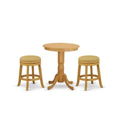 East West Furniture - EDDV3-OAK-16 - 3-Pc Dining Table Set with 2 Upholstered Dining Chairs and 1 Kitchen Table (Oak Finish)