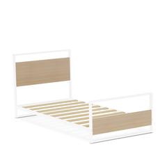 Erie metal bed frame with 4 Metal Legs - Lavish Bed in Powder Coating White Color and White Wood laminate