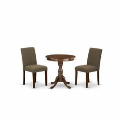 East West Furniture - ESAB3-MAH-18 - 3-Pc Dinette Set - 2 Upholstered Dining Chairs and 1 Dining Table (Mahogany Finish)