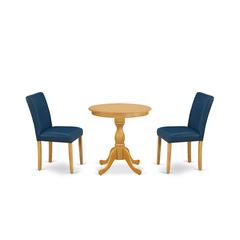 East West Furniture - ESAB3-OAK-55 - 3-Pc Dining Table Set - 2 Parson Dining Room Chairs and 1 Modern Dining Table (Oak Finish)