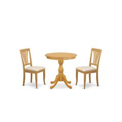 East West Furniture - ESAV3-OAK-C - 3-Pc Dining Room Table Set - 2 Dining Room Chairs and 1 Kitchen Dining Table (Oak Finish)