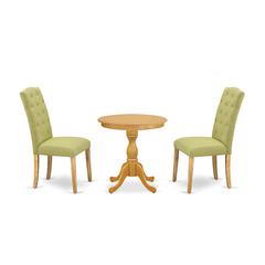 East West Furniture - ESCE3-OAK-07 - 3-Pc Modern Dining Set - 2 Parson Dining Room Chairs and 1 Dining Room Table (Oak Finish)