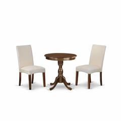East West Furniture - ESDR3-MAH-01 - 3-Pc Dining Room Set - 2 Dining Room Chairs and 1 Kitchen Dining Table (Mahogany Finish)