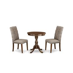East West Furniture - ESEL3-MAH-16 - 3-Pc Modern Dining Table Set - 2 Dining Padded Chairs and 1 Kitchen Table (Mahogany Finish)