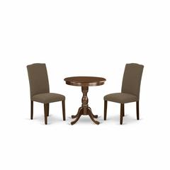East West Furniture - ESEN3-MAH-18 - 3-Pc Dining Table Set - 4 Dining Chairs and 1 Kitchen Table (Mahogany Finish)