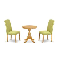 East West Furniture - ESEN3-OAK-07 - 3-Pc Dining Room Table Set - 2 Dining Padded Chairs and 1 Kitchen Dining Table (Oak Finish)