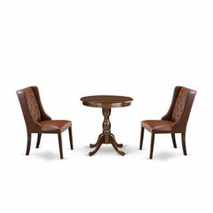 East West Furniture - ESFO3-MAH-46 - 3-Pc Dining Room Table Set - 2 Kitchen Chairs and 1 Kitchen Table (Mahogany Finish)