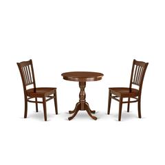 East West Furniture - ESGR3-MAH-W - 3-Pc Kitchen Dining Set - 2 Mid Century Dining Chairs and 1 Wooden Dining Table (Mahogany Finish)