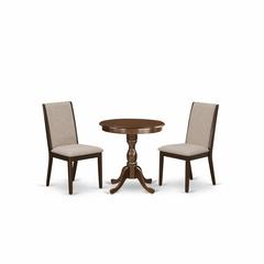 East West Furniture - ESLA3-MAH-04 - 3-Pc Dinette Set - 2 Kitchen Chairs and 1 Modern Kitchen Table (Mahogany Finish)