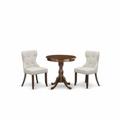 East West Furniture - ESSI3-MAH-35 - 3-Pc Dinette Set - 2 Kitchen Parson Chairs and 1 Dining Room Table (Mahogany Finish)