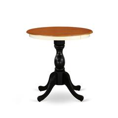 East West Furniture Eden 30" Round Kitchen Table for Small Space - Buttermilk Top & Black Pedestal