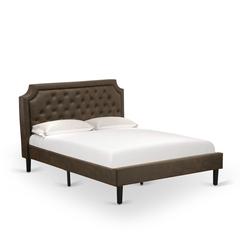 GBF-25-Q Wooden Bed Includes Black Textured Upholstered Headboard, Footboard and Wood Rails, Slats - Wooden 9 Legs - Black Finish