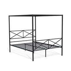 GEQCBLK Glendale Platform Bed Frame with Modern Style Headboard and Footboard - Canopy Metal Frame in Powder Coating Black
