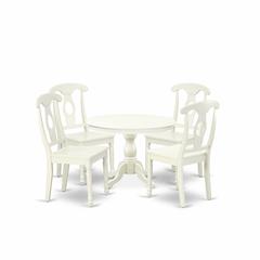 East West Furniture HBKE5-LWH-W 5 Piece Kitchen Set - Linen White Kitchen Table and 4 Linen White Dining Room Chairs with Napoleon Back - Linen White Finish