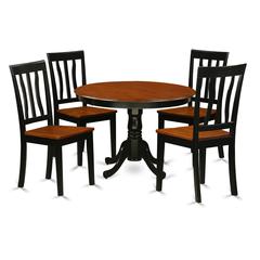 5  Pc  set  with  a  Round  Dinette  Table  and  4  Wood  Dinette  Chairs  in  Black  and  Cherry