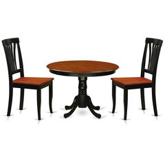 3  Pc  set  with  a  Round  Table  and  2  Wood  Dinette  Chairs  in  Black  and  Cherry