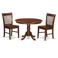 3  Pc  set  with  a  Round  Kitchen  Table  and  2  Wood  Dinette  Chairs  in  Mahogany