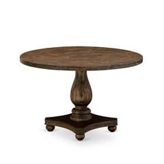East West Furniture IRVING Round Dining Table with Pedestal - Rustic Rubberwood Table in Distressed Jacobean Finish, 48 Inch