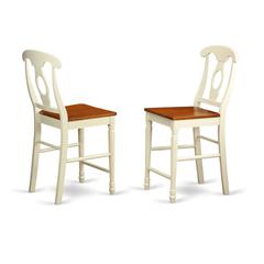 Kenley  Counter  Height  Stools  With  Wood  Seat  In  Buttermilk  and  Cherry  Finish,  Set  of  2